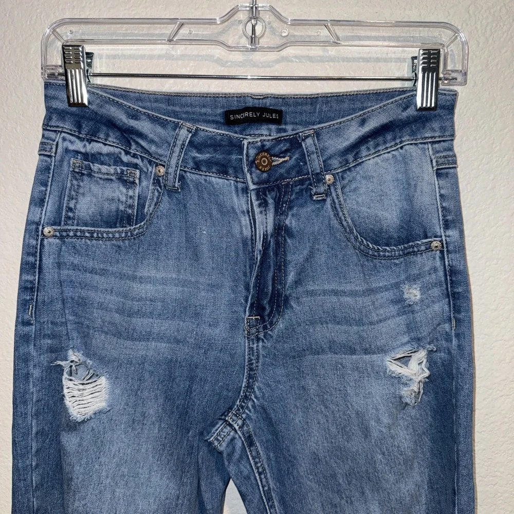 Sincerely Jules Jeans  Distressed  Womens Size 1/25 High Rise Straight Leg